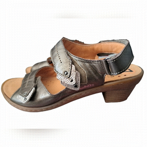 MEPHISTO MOBILS Air relax bronze leather sandals block heel strappy Made France